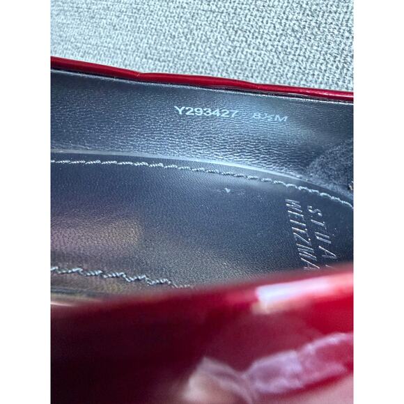 Stuart Weitzman Sierra Peep Toe Patent Leather Pump Burgundy Classic Sz 8.5
